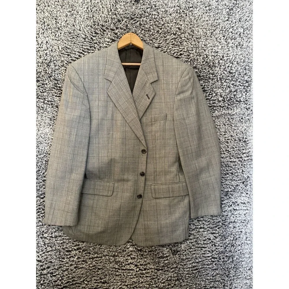 Men's HARDY AMIES Plaid color 44R Blazer Jacket Sport coat 3 Buttons
